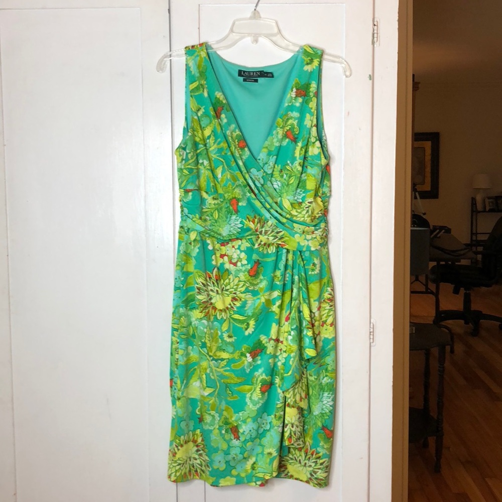 Gorgeous Teal and Green Floral Print Dress